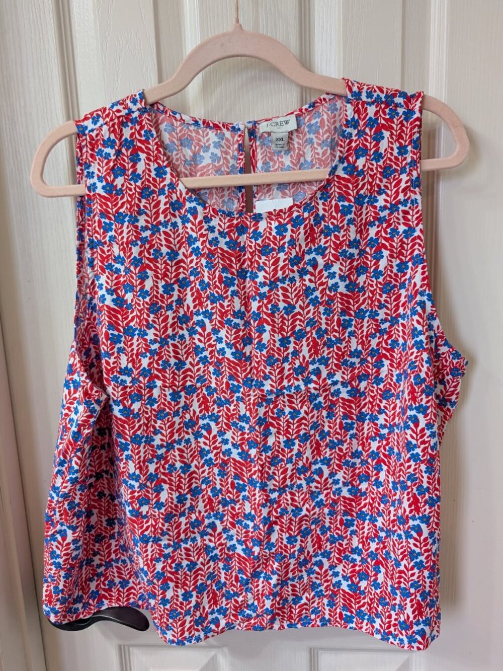 NWT J. Crew Blue and Red Floral Crop Tank Top Size XXL